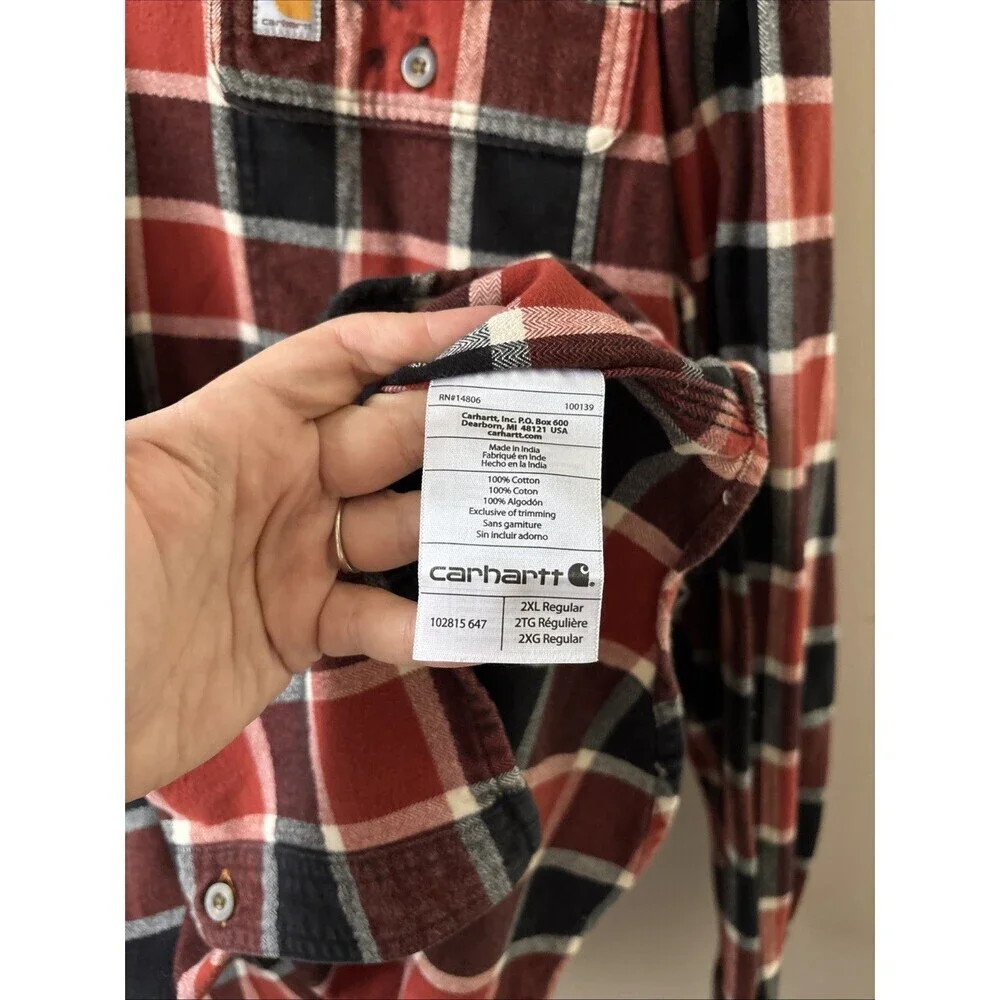 Carhartt Men’s 2XL Hubbard Flannel Shirt Original Fit Plaid Heavyweight